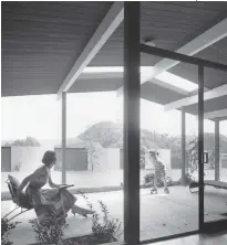  ??  ?? TOP LEFT Yards were zoned for adults and children, amusements, entertaini­ng, and eating. ABOVE Glass walls and atriums blurred the lines between indoors and out.
LEFT Beamed ceilings and open space are common in Eichler houses. BELOW Visionary developer Joe Eichler was the cover story of American
Builder in a 1963 issue.