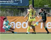  ?? GETTY ?? Nix goalkeeper Brianna Edwards pulled off some stunning saves but eventually Western United found a way through.