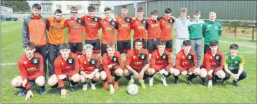  ?? ?? Park Utd youth squad, including management and injured players, prior to kick off against Villa FC in Waterford on Saturday last.