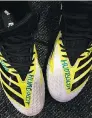  ?? BRANDON HARDER ?? Bo Levi Mitchell is donating his cleats to support the Humboldt Broncos.