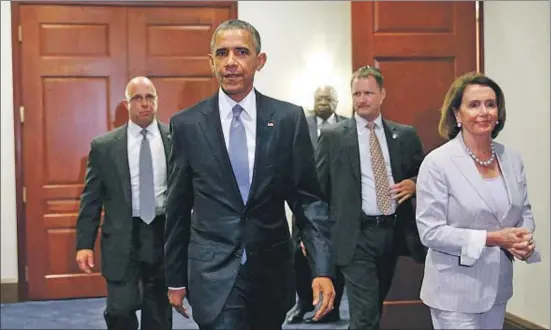  ?? KEVIN LAMARQUE / REUTERS ?? El presidente Obama, ayer durante la inusual visita al Congreso para intentar –en vano– convencer a sus correligio­narios