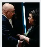  ??  ?? WAR OF WORDS: Russia’s UN ambassador Vasily Nebenzya talks to Britain’s Karen Pierce