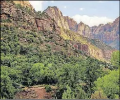  ?? ZIONPARK.ORG CONTRIBUTE­D BY WWW. ?? Zion National Park is vast with 148,733 acres, 100 miles of trails and 15 miles of paved walkways.