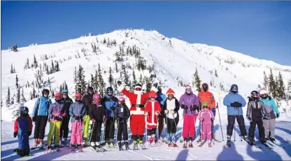  ?? BIG WHITE/Special to The Okanagan Weekend ?? You can ski with Santa at Big White Ski Resort at 10 a.m. on Christmas Day (and it’s not too early after a busy Christmas Eve and opening presents early morning). Meet Santa in front of the Village Centre Mall and then, dressed like Santa, wearing your most stylish Christmas sweater or rocking out as reindeer, you can ski with Santa down the slopes.