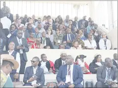  ?? ?? Part of the Eswatini delegation among dignitarie­s during the Zimbabwe Internatio­nal Trade Fair, which was officially opened by His Majesty on Friday.