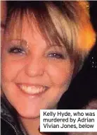  ??  ?? Kelly Hyde, who was murdered by Adrian Vivian Jones, below