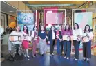  ?? ?? The inaugural Sining Filipina winners with the competitio­n’s esteemed judges (from left) Maria Gemma San Jose; Ma. Christina Baltero; Hanna Joy Sayam; renowned sculptor Julie Lluch; Metropolit­an Museum of Manila President Tina Colayco; Ateneo Art Gallery Director and Chief Curator Victoria Herrera; Isabelita Rodillo; Maria Melissa Sangoyo; and Luckyshia Jenielou Canonigo