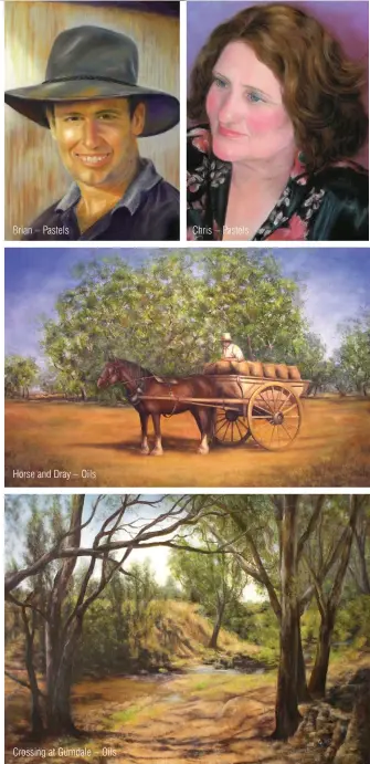  ??  ?? Brian Brian – – Pastels Pastels
Horse Horse and and Dray Dray – – Oils Oils
Crossing Crossing at at Gumdale Gumdale – – Oils Oils
Chris Chris – – Pastels Pastels