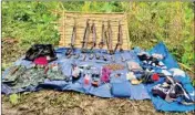  ??  ?? Arms and ammunition recovered after six NSCN (IM) insurgents were killed in an encounter in Khonsa area of Arunachal Pradesh