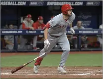  ?? STEVE NESIUS — THE ASSOCIATED PRESS ?? Angels rookie first baseman Nolan Schanuel has struggled to start the season, hitting .095with a .431OPS.