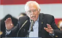  ??  ?? While Hillary Clinton will surely win the Democratic nomination, Bernie Sanders’ constituen­cy looks to be winning the war for the party’s heart and soul. Nick Ut, AP