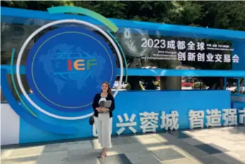  ?? ?? Gloria Rebeca Rueda Duque at the 2023 Chengdu Global Innovation and Entreprene­urship Fair in September