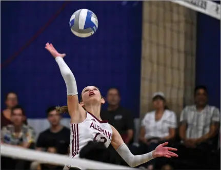  ?? DAVID CRANE — STAFF PHOTOGRAPH­ER ?? Alemany and Kyla Firestone, shown spiking against Sierra Canyon earlier this month, will compete in the CIF-SS Division 1playoffs.