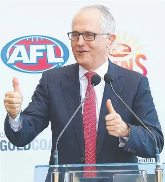  ??  ?? Prime Minister Malcolm Turnbull at Metricon Stadium on Saturday.