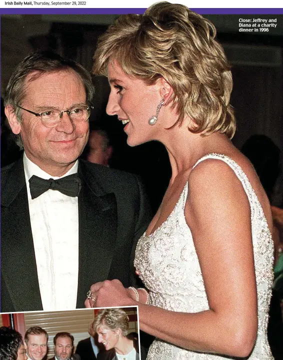  ?? ?? Close: Jeffrey and Diana at a charity dinner in 1996