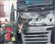  ??  ?? HORROR: The lorry used in Monday’s terrorist attack in Berlin.