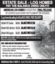  ?? • Make any plan design changes you desire! • Comes with Complete Building Blueprints &
Constructi­on Manual • Windows, Doors, and Roofing not included • NO TIME LIMIT FOR DELIVERY! A+ Rating ??