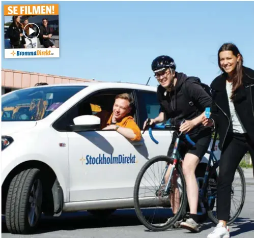  ??  ?? UPP TILL BEVIS. Vad går fortast – bilen, cykeln eller SL-kortet? Vi teståker från Åkermyntan till Fridhemspl­an.