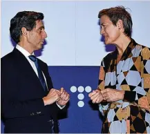  ?? ?? José María Álvarez-Pallete y Margrethe Vestager, ayer.