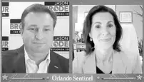  ?? ORLANDO SENTINEL ?? Jason Brodeur and Patricia Sigman, candidates for Florida Senate in District 9.