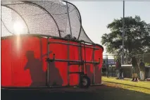  ?? GABRIELLA DEMCZUK / THE NEW YORK TIMES ?? The Republican congressio­nal baseball team practices early May 9 at Eugene Simpson Stadium Park in Alexandria, Va. Players on the baseball team returned this spring to the field in Alexandria where they were almost killed by a shooter last June.