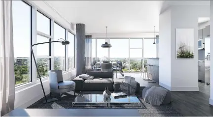  ?? COURTESY OF VS GROUP. ?? Computer rendering of Cité Signature’s two-bedroom apartment, which features hardwood floors and quartz countertop­s.