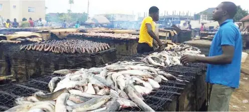  ?? ?? Fish sellers at Kado market in Abuja