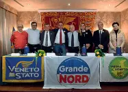  ??  ?? Il movimento I leader veneti di Grande Nord, la nuova formazione che guarda a Umberto Bossi