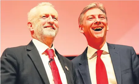  ?? Picture: Mhairi Edwards. ?? Labour Party leader Jeremy Corbyn, left, and Richard Leonard, Scottish Labour’s leader.