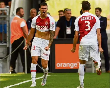  ?? (Photos AFP et J-F.Ottonello) ?? A Bordeaux, Pellegri a laissé éclater sa joie pour son premier but sous les couleurs de Monaco.