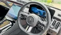  ??  ?? The S-Class gets a new portrait-oriented centre touchscree­n and a 3D dash display that literally has to be seen to be believed – it doesn’t photograph well.