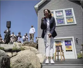  ?? Cheryl Senter Associated Press ?? SUPPORTERS applaud as Sen. Kamala Harris (D-Calif.), a Democratic presidenti­al candidate, speaks at a house party on Sunday in Gilford, N.H.