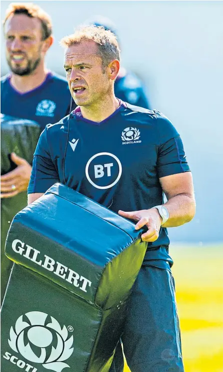  ?? Picture: SNS. ?? Scotland coach Danny Wilson hard at work.