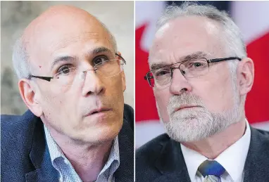  ?? WAYNE CUDDINGTON / POSTMEDIA NEWS FILES; SEAN KILPATRICK / THE CANADIAN PRESS FILES ?? At left, Michael Wernick, the clerk of the Privy Council and Canada’s most senior public servant; at right, Auditor General Michael Ferguson. The two have not been playing very nicely of late, the Post’s John Ivison writes.