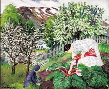  ?? REPRO: DAG FOSSE ?? Beliebtes Garten-Motiv mit Familie: „Rhabarber“H1911I von Nikolai Astrup