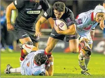  ??  ?? ANKLE-BITER: Edinburgh scrum-half Sam HidalgoCly­ne goes down after a tackle by Damien Fitzpatric­k.