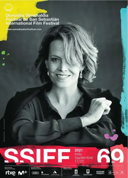  ?? SSIFF ?? La actriz Sigourney Weaver es la protagonis­ta de los carteles de la 69 edición del Festival de San Sebastián