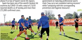  ??  ?? Players of Athletico Madrid take part in training