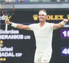  ?? REUTERS ?? Spain’s Rafael Nadal reacts after his win against Ricardas Berankis of Lithuania in the second round of Wimbledon.