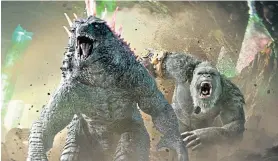  ?? ?? On the rampage: Godzilla and Kong stomp around and fight for most of the film
