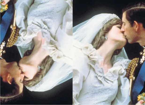  ??  ?? Ikonografi­sch der Kuss zwischen Diana und Charles am 29. Juli 1981: „Diana blieb Prinzessin, selbst als ihr der Titel aberkannt worden war ...“