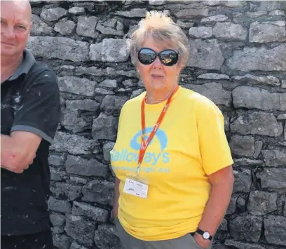  ??  ?? Alison Spencer volunteeri­ng at last year’s Morecambe Bay Walk