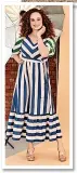  ?? ?? Roman white stripe print frill detail maxi dress, £40 (was £48)