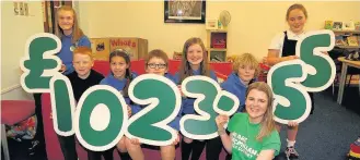  ??  ?? Well done No need to say how much they raised in the caption. The McMillan Coffee Morning was a huge success at Struthers Primary, as fundraisin­g manager Laura Stockwell discovered from the P7 organising group.