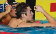  ?? – Reuters ?? RECORD BREAKER: Kliment Kolesnikov of Russia reacts after winning the 100m Backstroke Men Final at the European Championsh­ips in Glasgow, Britain.