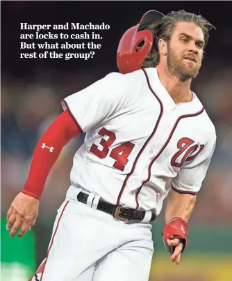  ?? MICHAEL OWENS, USA TODAY SPORTS ?? Nationals star Bryce Harper is expected to sign a record contract after the 2018 season.