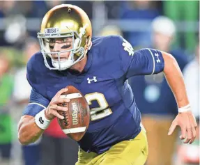  ?? MATT CASHORE/USA TODAY SPORTS ?? With Ian Book at quarterbac­k, Notre Dame has the look of a legitimate contender for the College Football Playoff.