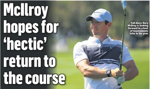  ??  ?? Full diary: Rory Mcilroy is looking forward to a host of tournament­s later in the year