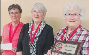  ?? SUBMITTED PHOTO ?? The ladies singles winners at the recent Island Crokinole Championsh­ip were, from left, Hazel MacKenzie, bronze, Jean MacRae, silver, and Alma Nunn, gold.