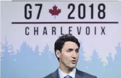  ?? SEAN KILPATRICK/THE CANADIAN PRESS ?? “I think Canada did a great job at quite a difficult time,” a French official said of Justin Trudeau’s work at the G7.